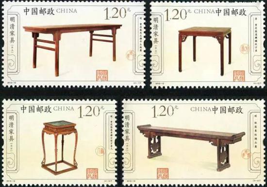 邮票上的明清家具：当前的收藏热点_《明清家具承具》特种邮票1套4枚