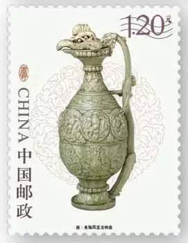 7月29日发行！《凤（文物）》特种邮票惊艳你的眼球_（6-3）T 唐·青釉凤首龙柄壶 1.20元
