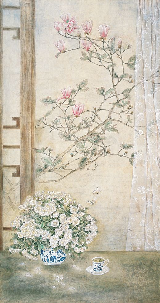 中国工笔花鸟画家樊蕾:工笔花鸟画《晨曦》创作随笔