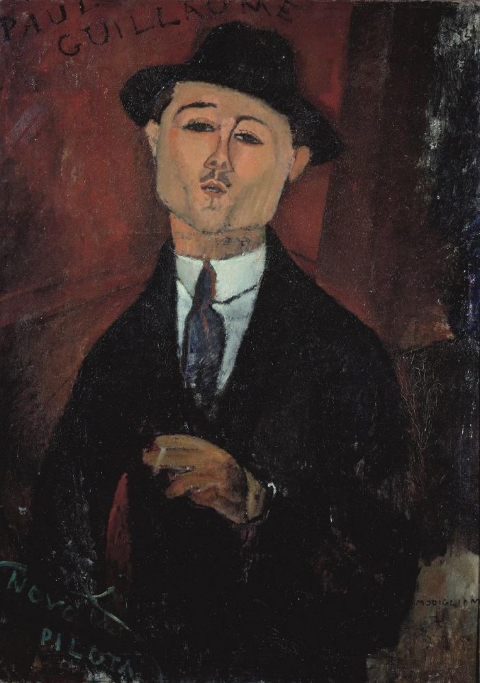 Portrait of Paul Guillaume, Novo Pilota, 1915, Oil paint on card mounted on cradled plywood, 1235 x 925 x 100 mm, Musée de l’Orangerie, Paris. Collection Jean Walter et Paul Guillaume