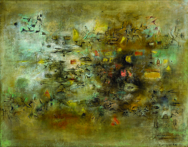 赵无极《晴空万里》 油画画布，1955年作，73x92公分 估价：15，000，000至25，000，000港元