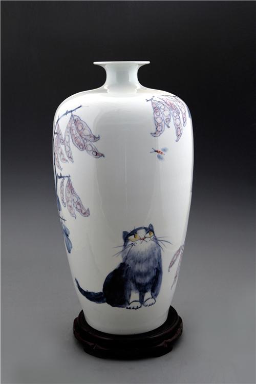 王纯祥青花瓷《千猫瓶》