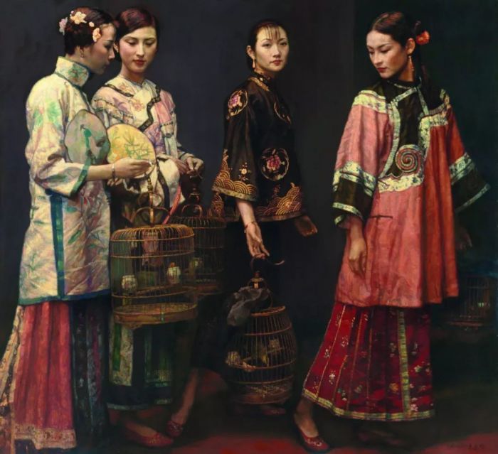 陈逸飞，《俪人行》，油彩画布，1997年作，190x208cm，估价待询