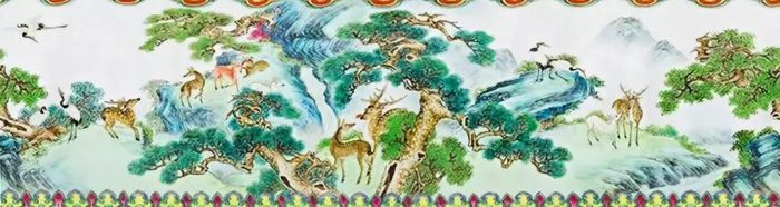 清乾隆宫粉地洋彩鹤鹿同春如意瓶
