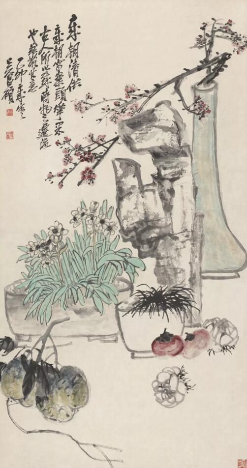 清 吴昌硕 花卉图轴