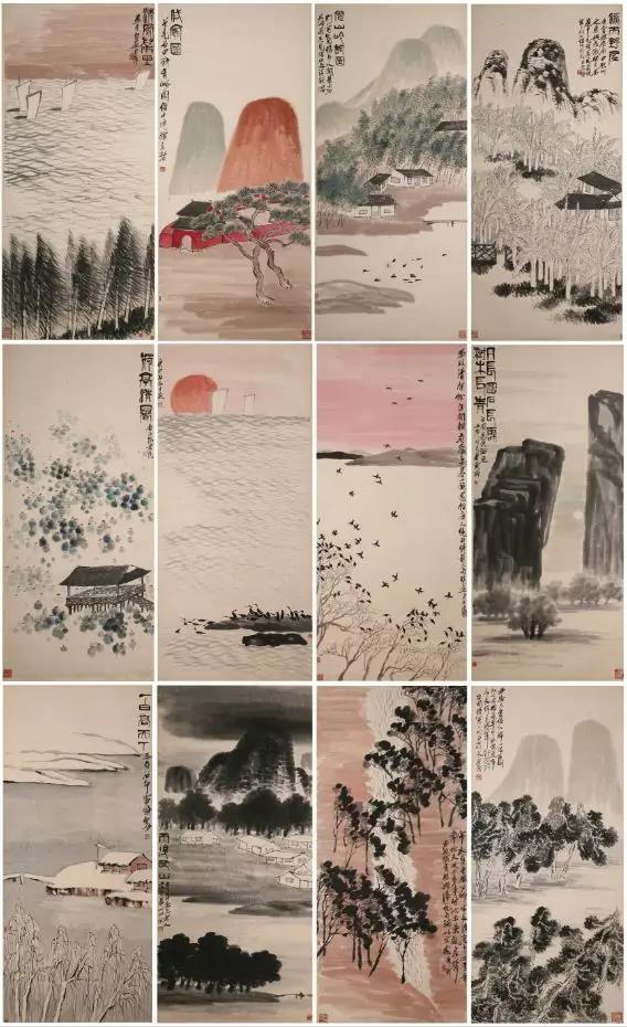 《山水十二条屏》齐白石 1932年 重庆中国三峡博物馆藏