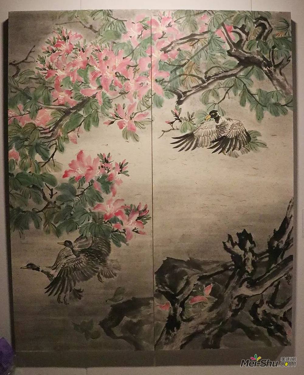 王福生丨《和睦》丨195×235cm丨皮纸水墨设色