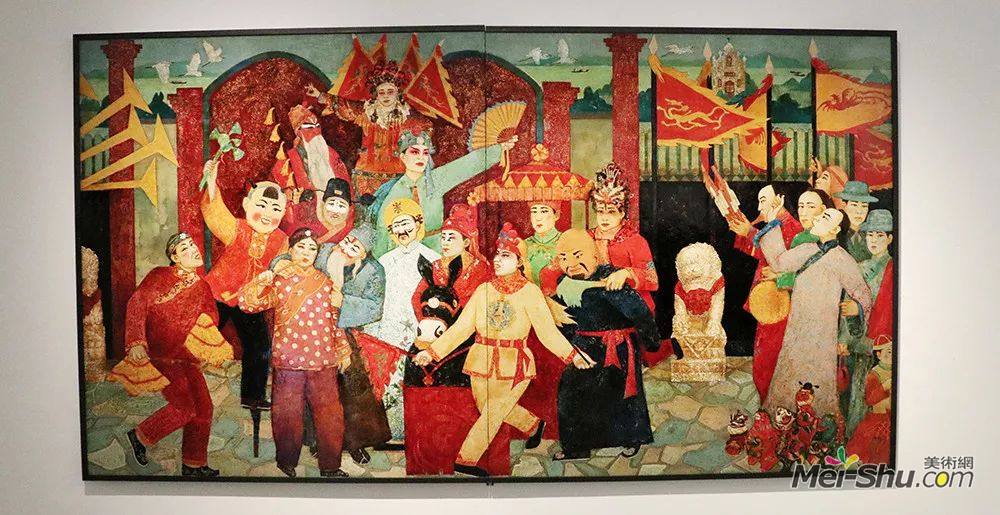  徐盼羲丨《浚县庙会》丨300×162cm丨漆画