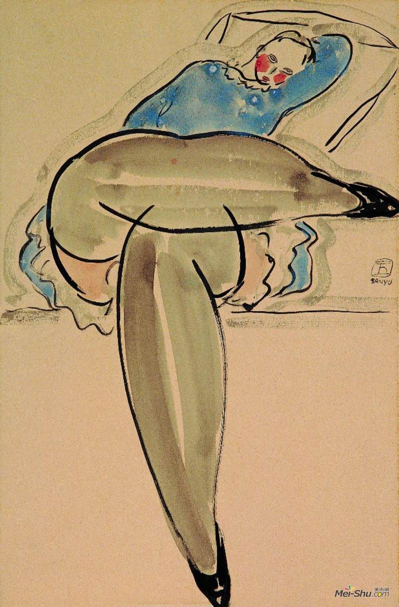 《憩》48×32cm水彩、紙本1920s