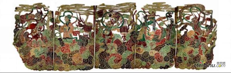 汪天稳《风雨雷电虹》90×260cm手工镂刻牛皮 2017