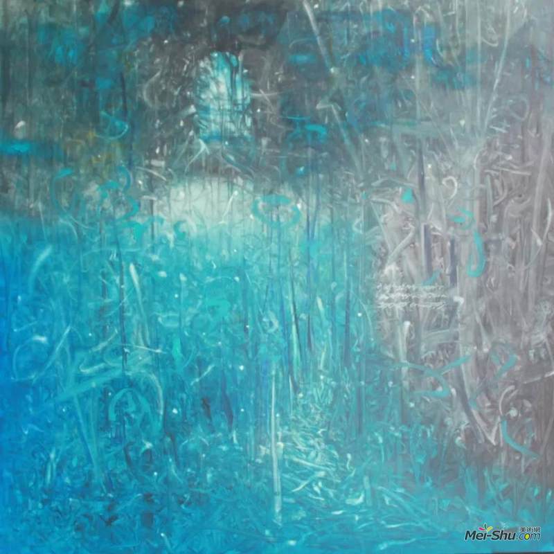 李瑞 《蓝-廖若晨星》100×100cm 油彩 丙烯 画布2017