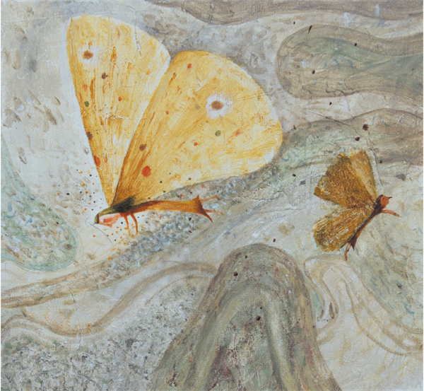 赵晓音一首诗28X30CM布面油彩，丙烯2017
