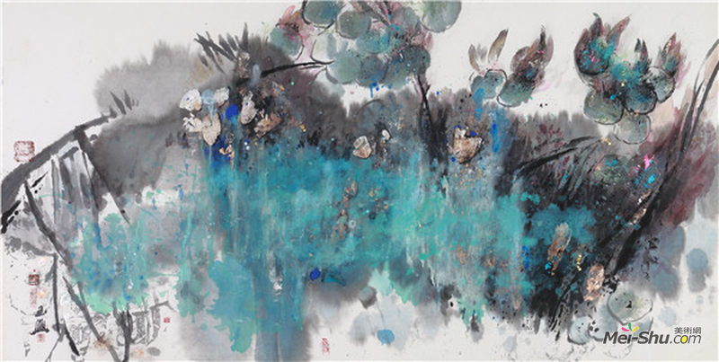 李玉兴《敦煌遗韵》，纸本设色，138×69cm，2017年