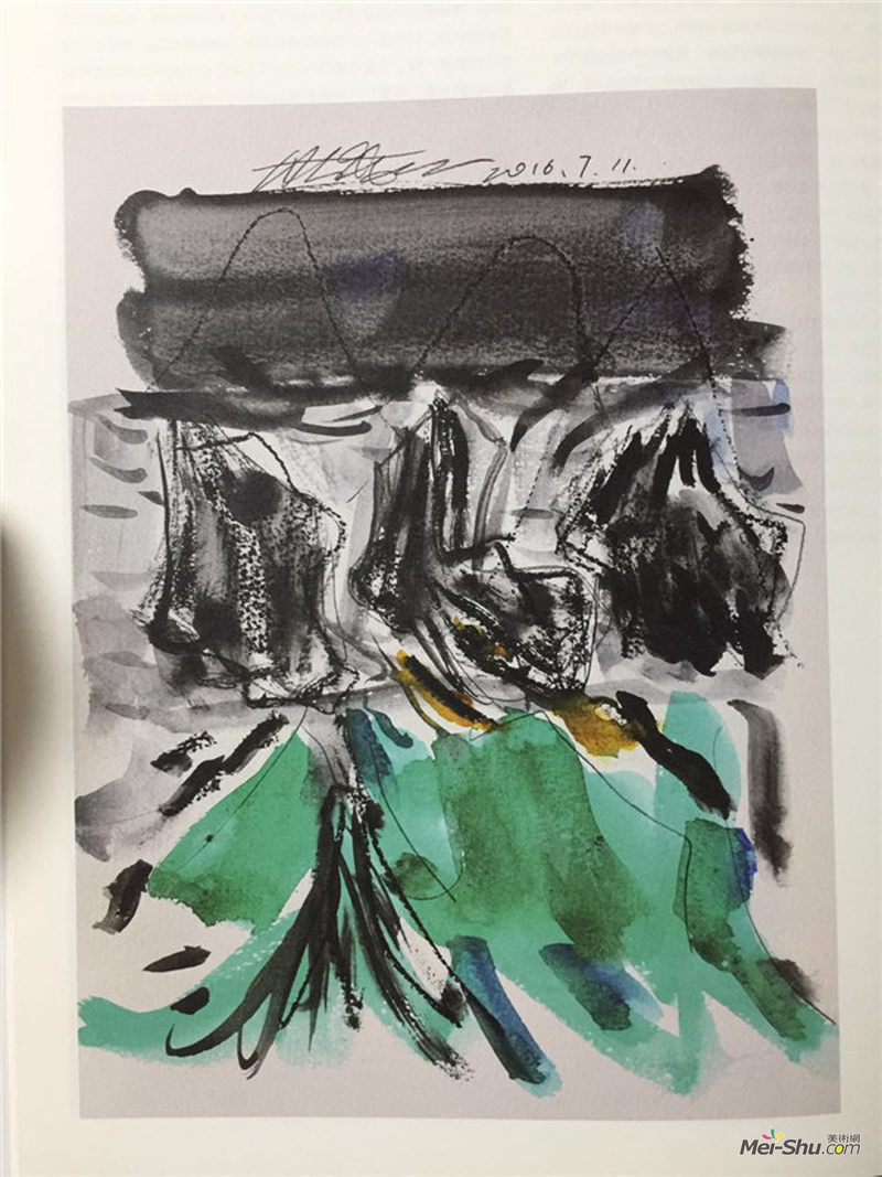 山水赋No.26（草图）35cmx26cm 纸上色粉、铅笔、水彩 2016年