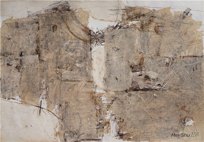 汉•马王堆服饰NO.7 78.5×54.5cm 卡纸上色粉、宣纸、油彩等 1989年（小）