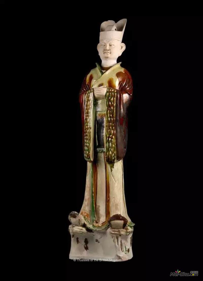 三彩文官俑，约公元730年，中国河南省