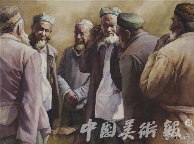 朱霞《维族老人》76x108cm