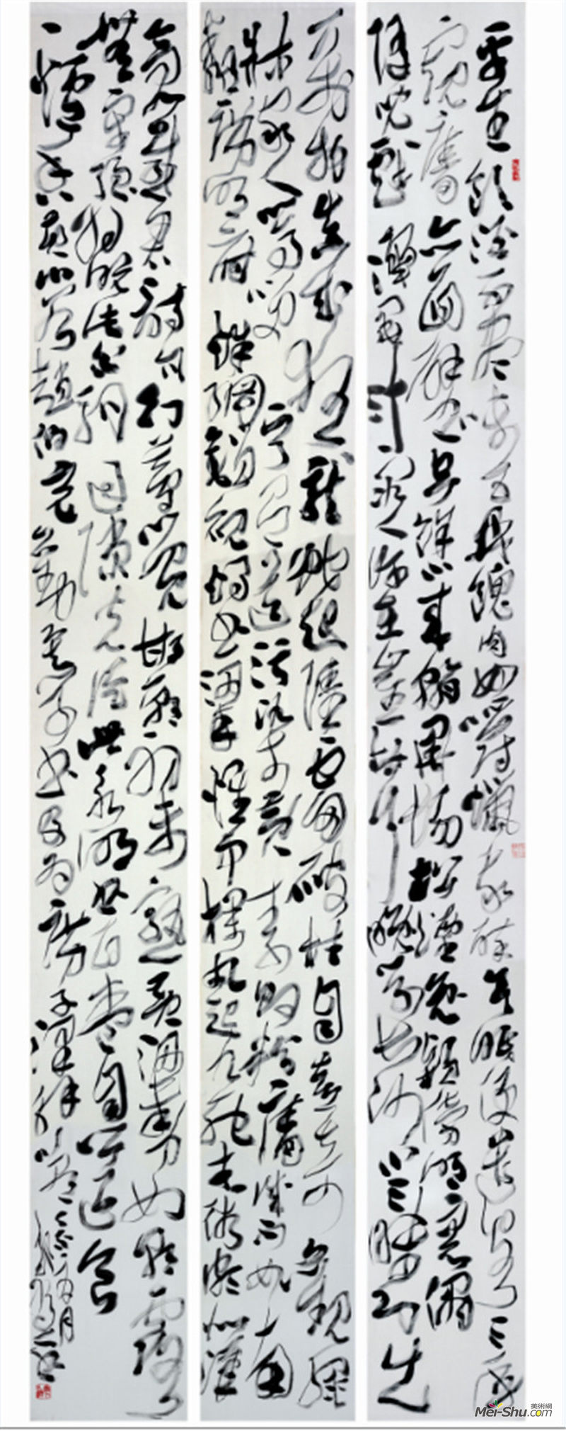 郑为人，《诗意的书写》高4m宽0.5m3 材质：墨、丙烯、丝绸 2017