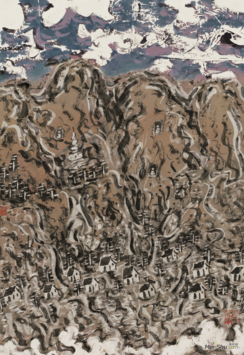 山水作者：朱振庚创作年代：2008规格：34×46cm品类：中国画