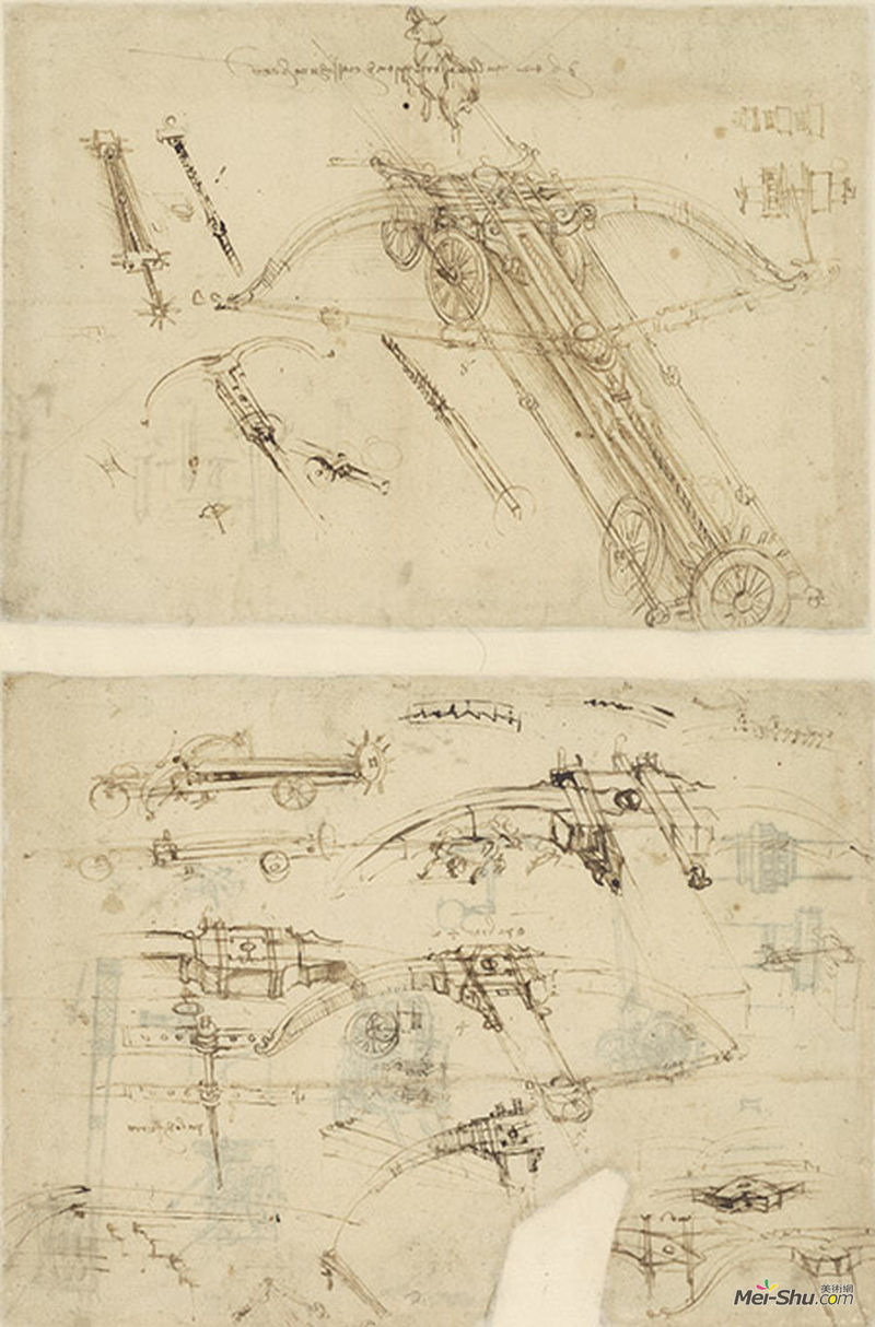 巨型十字弓拟定草图 达芬奇 1485-1492