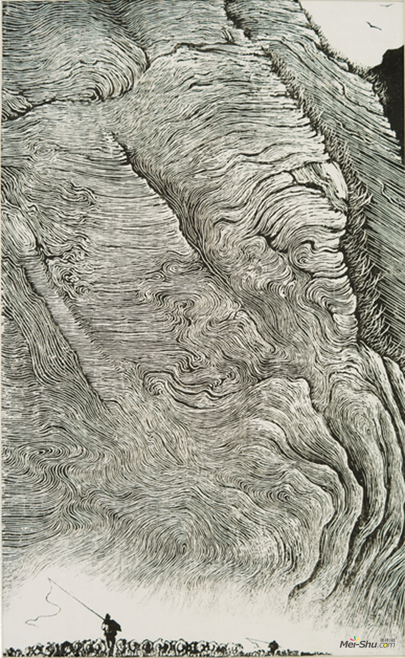 《太行牧歌》作者：沙清泉创作年代：1993规格：47×29cm品类：版画