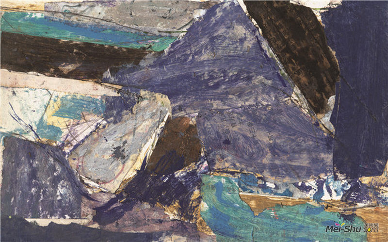 敦煌（草图6） 27×16.8cm 纸板上油彩、色粉等 2001年