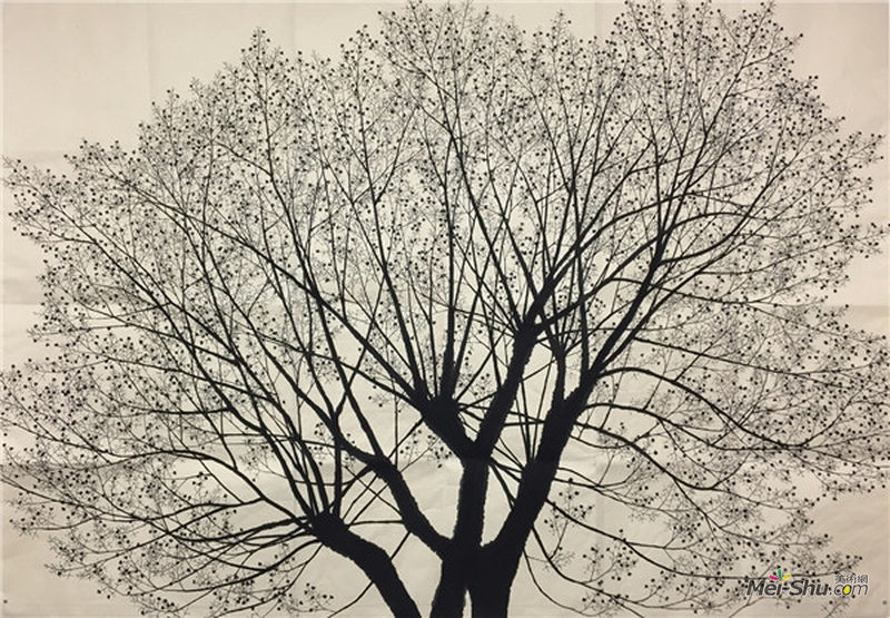 荒井经《樹象三》，墨、日本和紙，1720㎜×2490㎜，2017年
