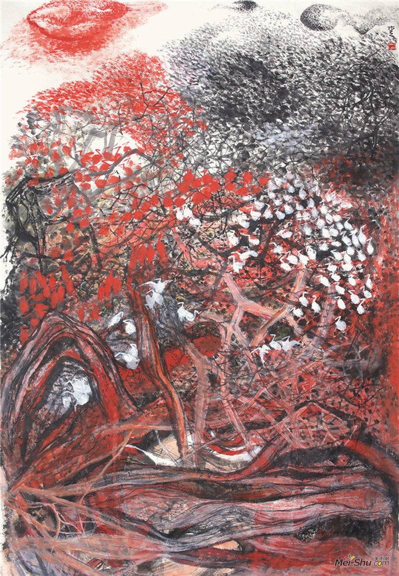 沈爱其《归巢》 214cmX300cm 纸本水墨 2017年
