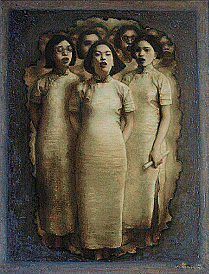 穿越时间的呐喊作者：庞茂琨创作年代：1999规格：150×115cm品类：油画