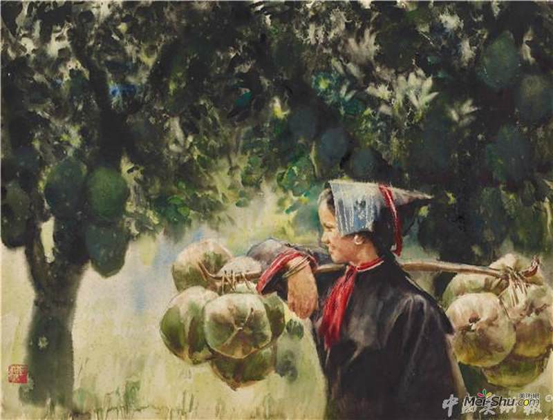 《归》71×54cm 水彩 胡钜湛 1984年