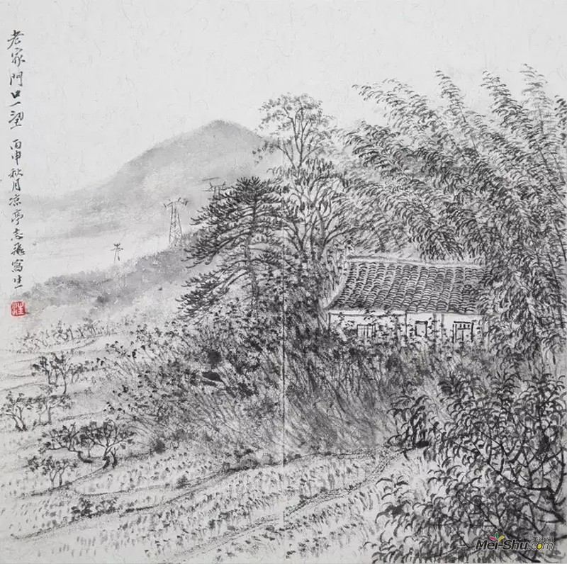 汪志飞山水小景纸本水墨33x33cm 2016