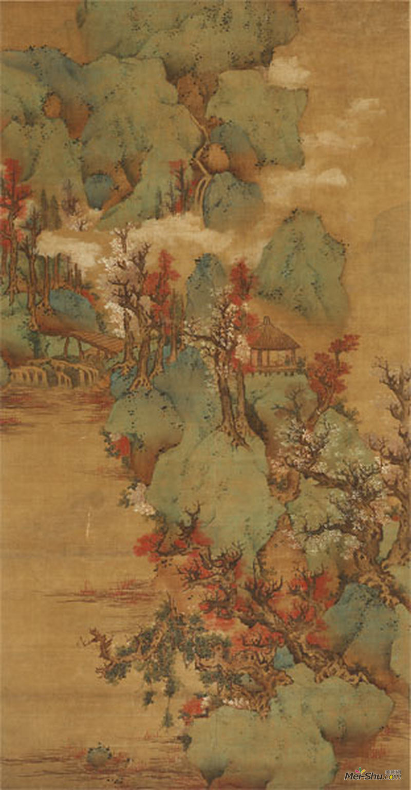 明·蓝瑛《青山红树图》