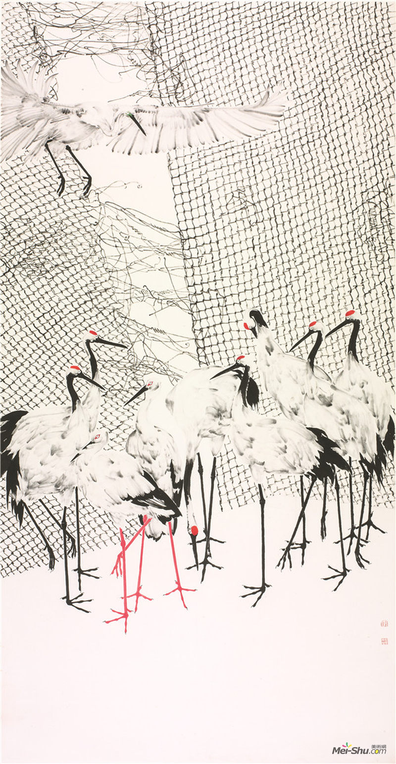 李恩成 相遇 中国画 240cm×120cm.jpg