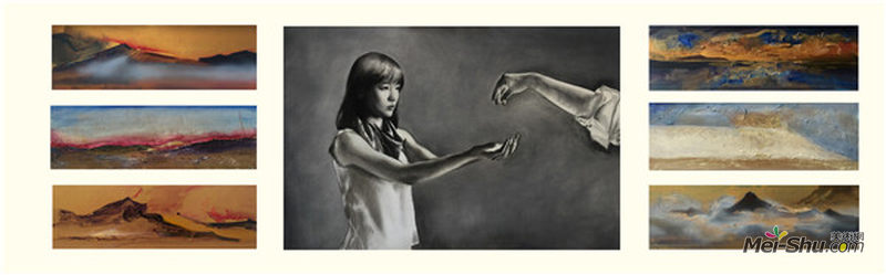 金小尧，作品名称丝承，作品材质 丙烯，蚕丝 油画 蚕茧，作品尺寸12035cm 6 150100 cm1，2017