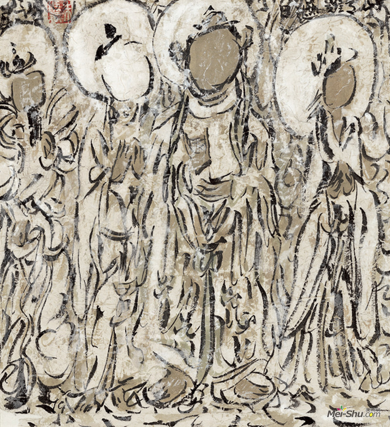 菩萨造像作者：朱振庚创作年代：2008规格：34×34cm品类：中国画