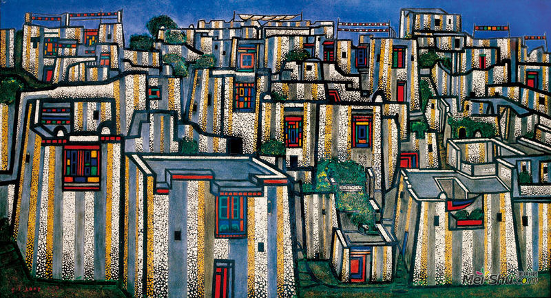 《玉树藏寨》 180cm×90cm 2009年