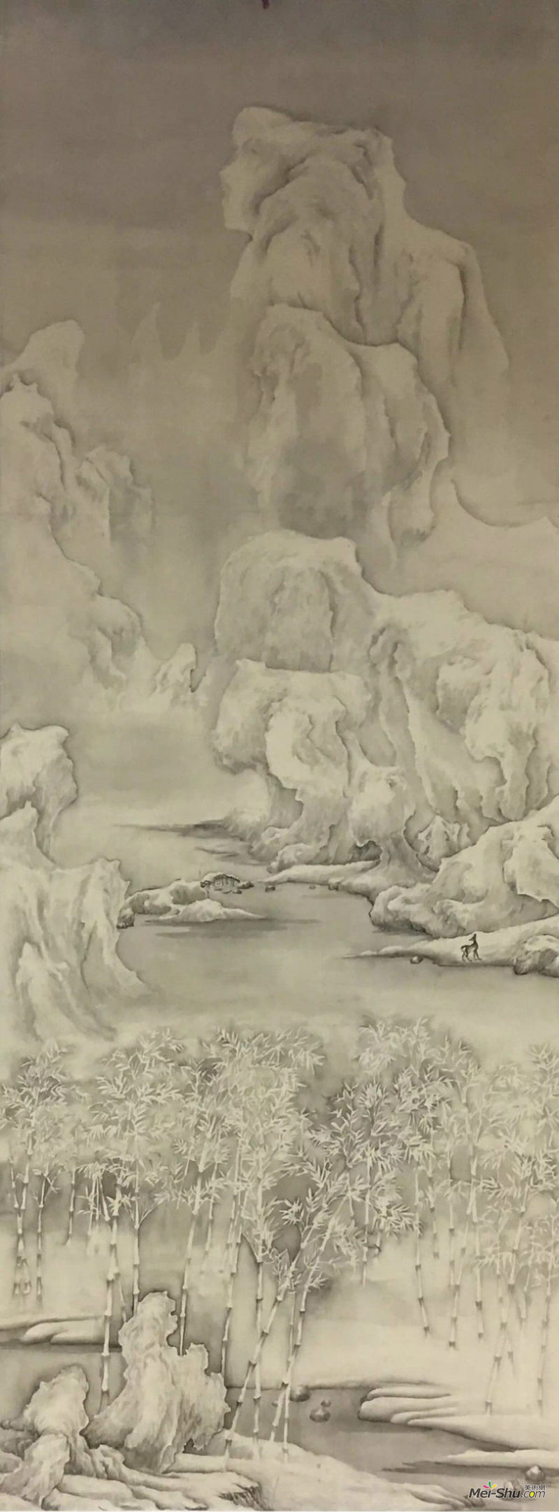 .倪圆圆 《潇湘雪霁》71.5x237.5cm 绢本 2017