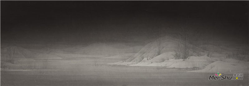 程保忠-《夜泊雪之三》-65×195cm-纸本水墨-2017