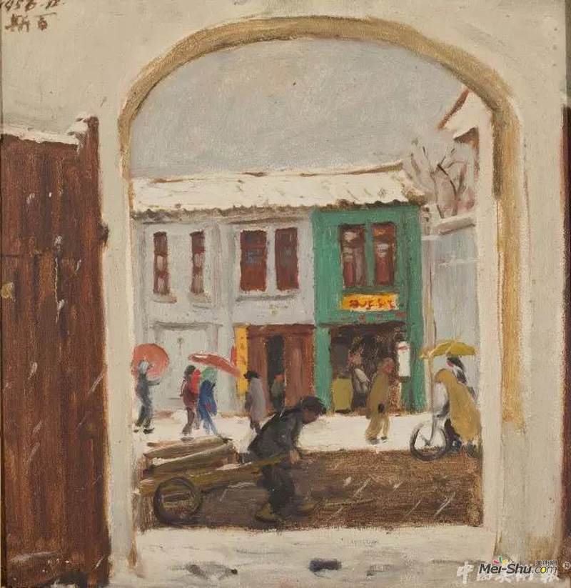初雪 38*36.5cm1956年 木板