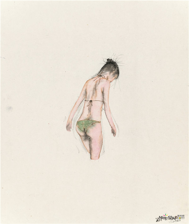 刘庆和《涉水》90×75cm 纸本水墨2014年