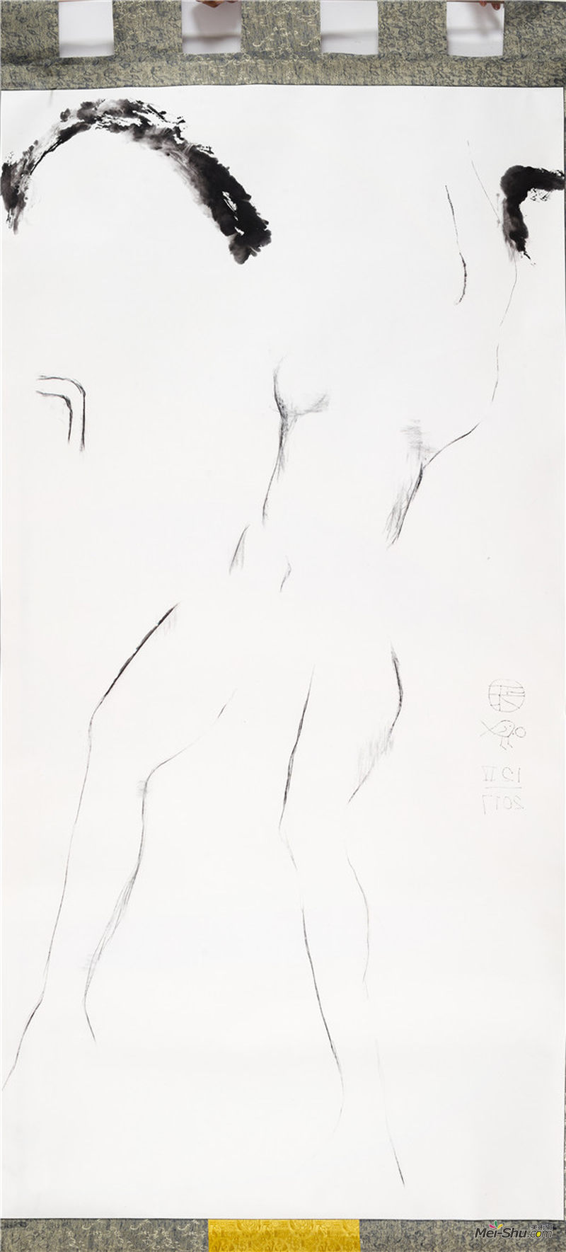 吴卫鸣 《忘形图之一》水墨‧木炭纸本 114 ×232 cm 2017