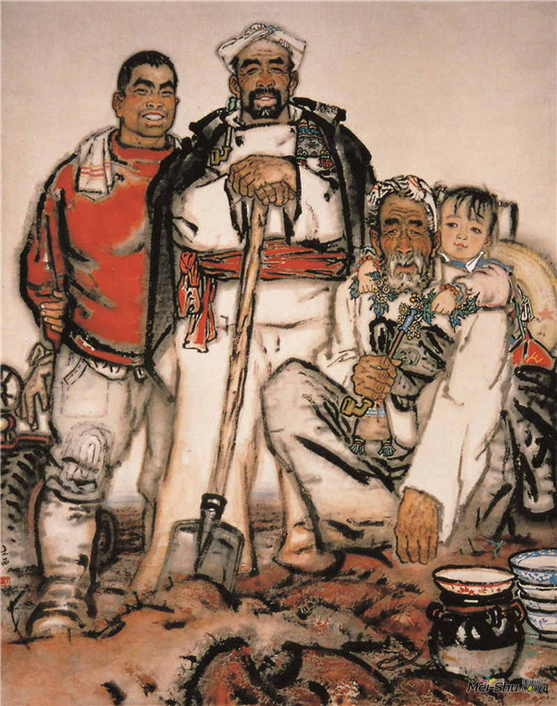 刘文西《祖孙四代》中国画119×98cm 1962年