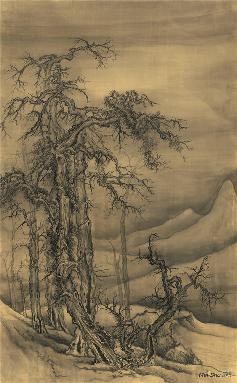 《郭熙笔意寒林》 158cm×98cm 绢本水墨 2013年