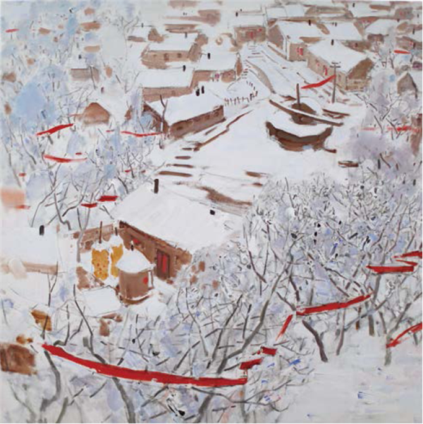 山村除夕 毛岱宗 150×150cm 2017