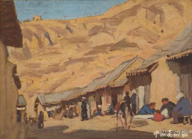 陕北宜川一瞥 37*28cm1956年 木板