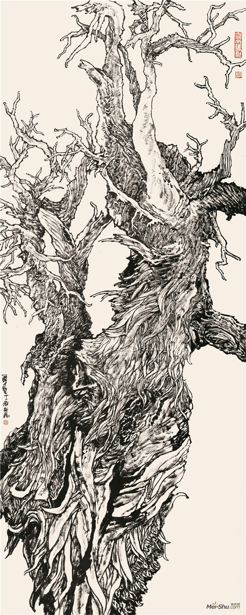 周尊圣 生命的光辉 不朽的胡杨组画360cmx120cm