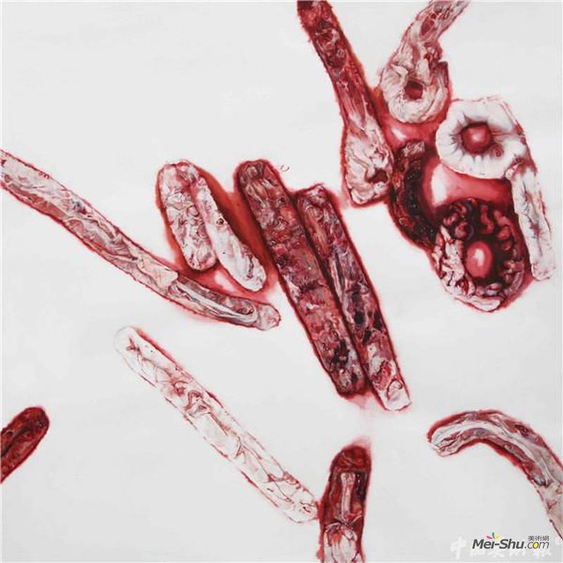 陈东锐《混合物》，水彩，75x75cm，2015年