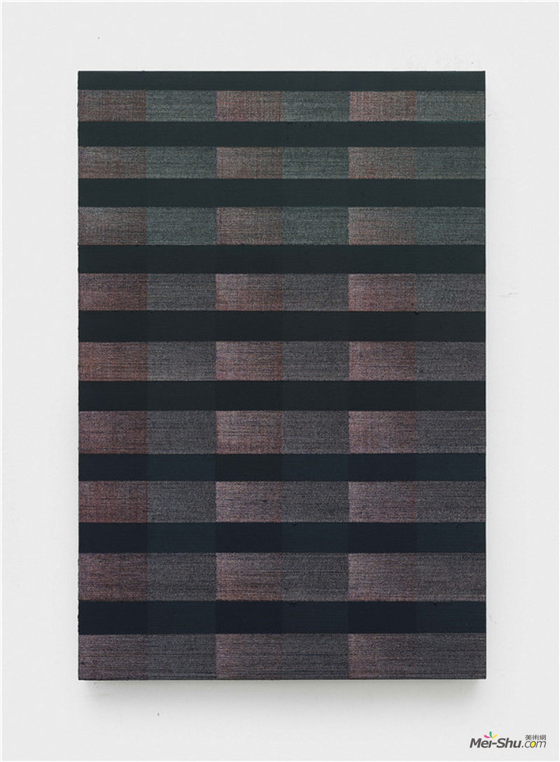 迟群-《九条线-绿灰》-150×100cm-布面油画-2017
