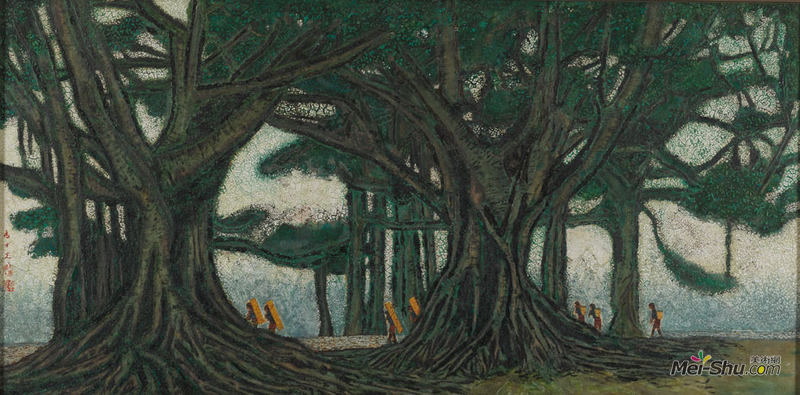 《边寨古榕》 180cm×90cm 2006年