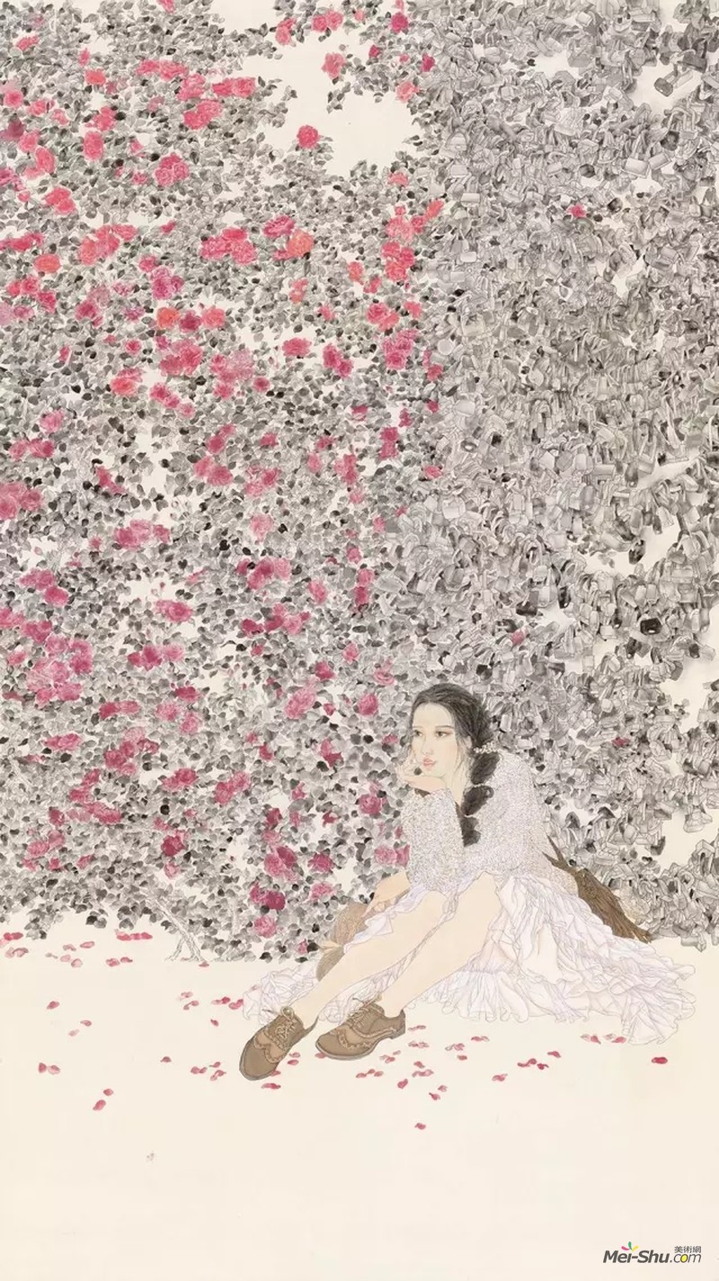黄冰迪花事纸本设色200x120cm2016